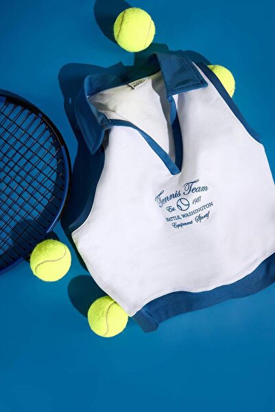 DeFacto DeFactoFit Crop Polo γιακά με στάμπα αθλητικό μονό B4581AX25SP