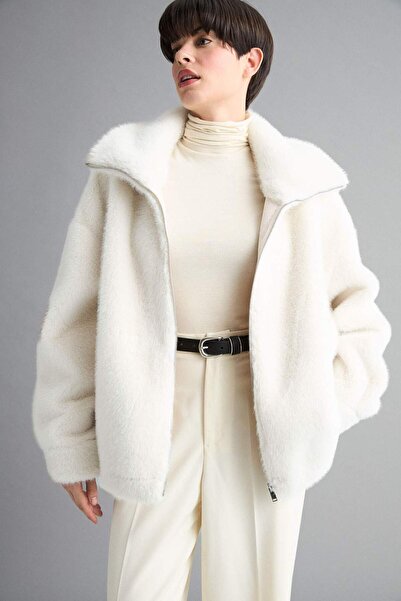 DeFacto Regular Fit Zippered Faux Faux Fur Coat F3396Ax25Wn