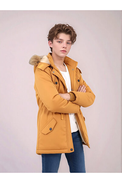 JOGCO İçi Polarlı Çıkabilir Kapüşonlu Rahat Kullanım Kalın Kışlık Çocuk Mont ...