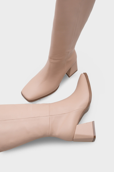 Capone Outfitters Merilyn Μακριές Γυναικείες Μπότες με Χοντρό Μεσαίο Τακούνι και Φερμουάρ