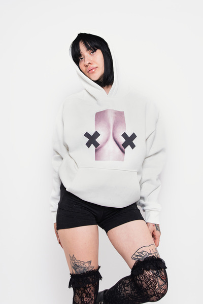 Sekizbiraltı Світшот Oversize Unisex білий з принтом «Send Nudes»