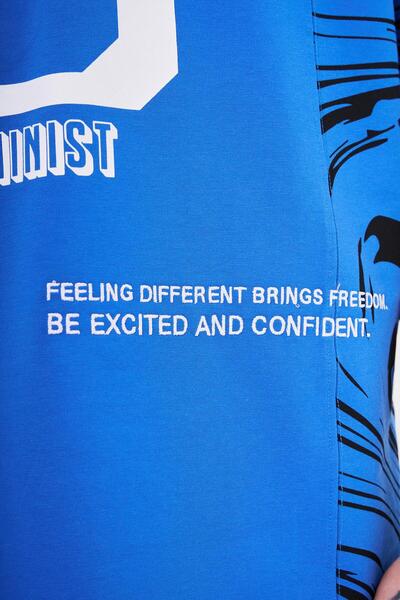 Machinist Ανδρικό μπλουζάκι Νούμερο 5 με τύπωμα oversized Ανοιχτό μπλε