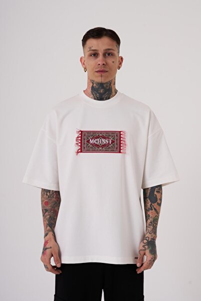 Machinist Ανδρικό μπλουζάκι Carpet Patch με τύπωμα oversized εκρού