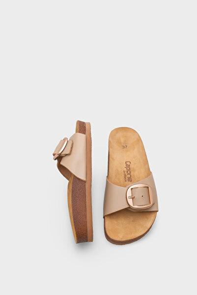 Capone Outfitters Lee Large Buckle Anatomical Cork Sole Leather Slippers