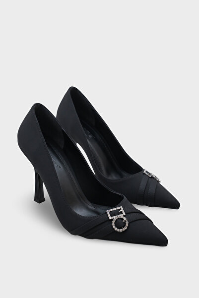 Capone Outfitters Karyl High Heels with Stone Buckle Satin Stylish Stiletto