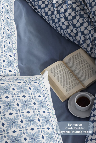 Elart Постільна білизна Amanda Двоспальна 100% бавовна Ranforce Простирадло з гумкою (200x220 см) Синій