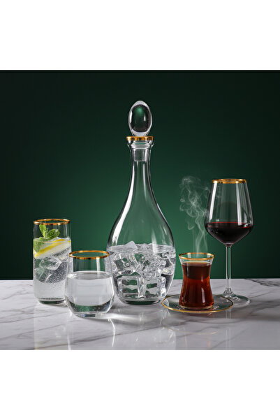 Paşabahçe 31 Piece Dowry Set Gold Gilded for 6 People