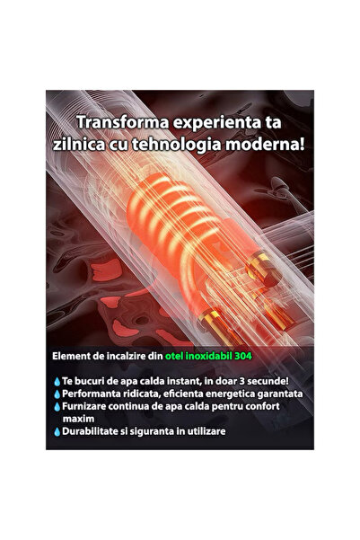 MODVIA Instant faucet 3300W LED stainless steel rotating 360