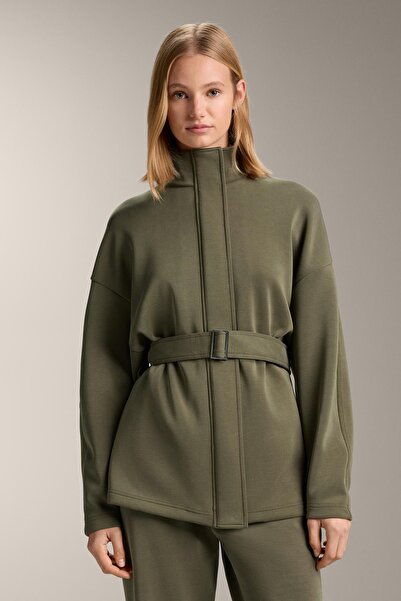 Oysho Long belted jacket with brushed modal