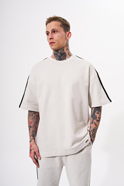 Machinist Ανδρικά μανίκια με ρίγες Basic oversized Σετ Space Grey