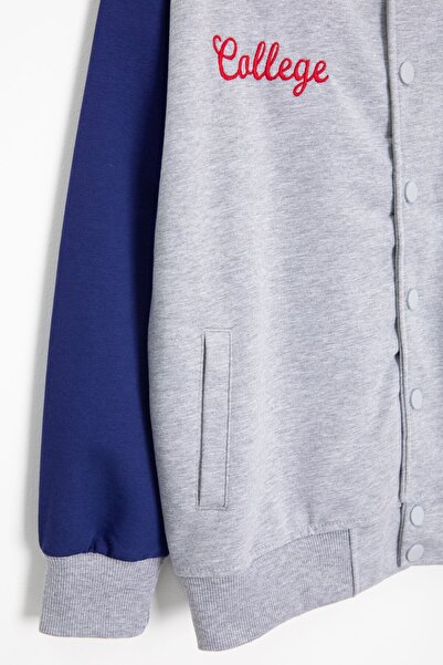 Cansın Mini Σετ αγορικής φόρμας με γκρι κεντημένο κολεγιακό μπουφάν 21223