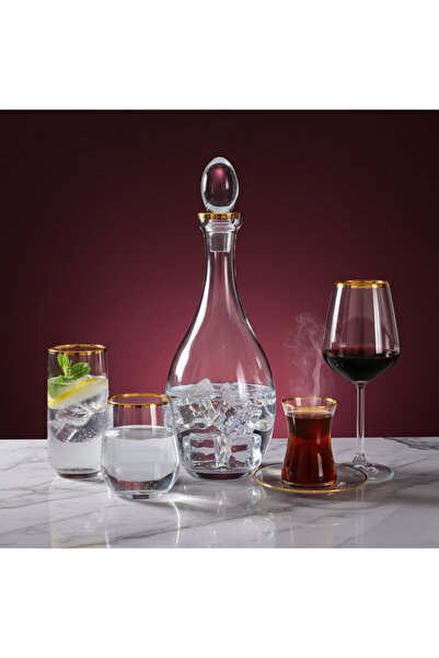 Paşabahçe 31 Piece Dowry Set Gold Gilded for 6 People