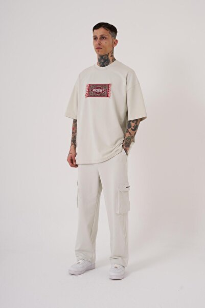 Machinist Υπερμεγέθη γκρι μπλουζάκι - Ανδρικό μπάλωμα κασετών με στάμπα