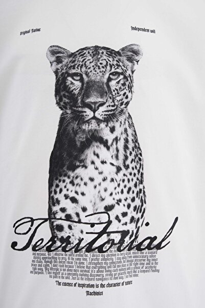 Machinist Чоловіча футболка оверсайз з леопардовим принтом, екрю