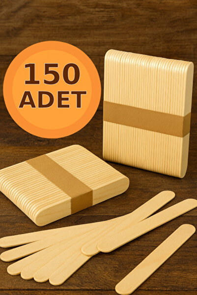 nistabolje 150 Adet Ahşap Büyük Geniş Dil Çubuğu Abeslang Dondurma Dil Basma Ağda Çubuğu