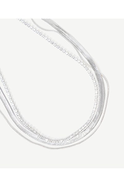 Yargıcı Çok Sıralı Silver Kolye