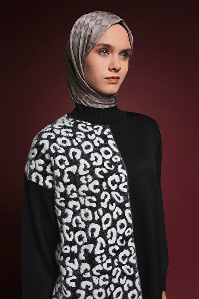 Armine Patterned Ribbed Steel Knitwear Tunic