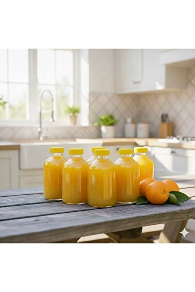 junibeliw 7 Pieces Paşabahçe Empty Glass Ginger Shot Detox Bottle Leak-Proof Yellow Lid Multi-Purpose Jar 7X50Ml