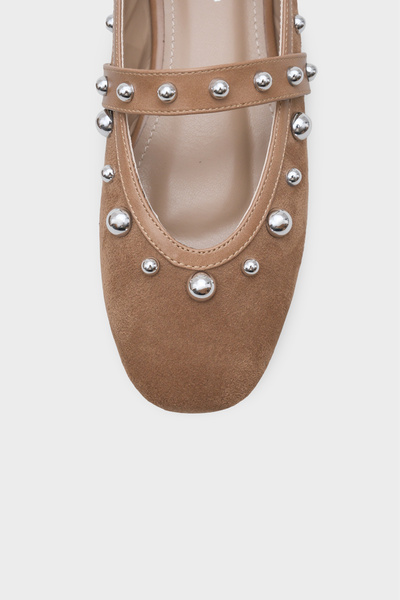 Capone Outfitters Ruthie Studded Suede Look Ballerinas