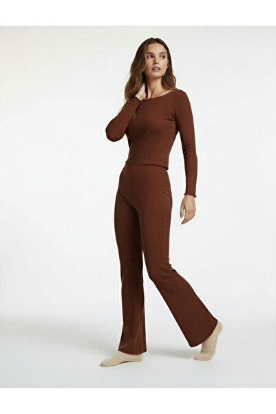 Koton Comfortable Fit Long Sleeve U-Neck Viscose Pajama Top