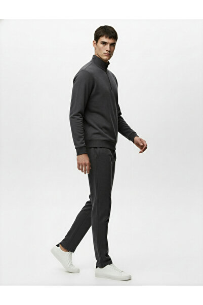 Koton Long Sleeve Mock Neck Half Zip Oversized Sports Sweatshirt