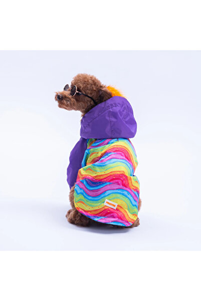 Pawstar Rio Rainbow Dog and Cat Fleece Raincoat Size L (4Kg-7Kg)
