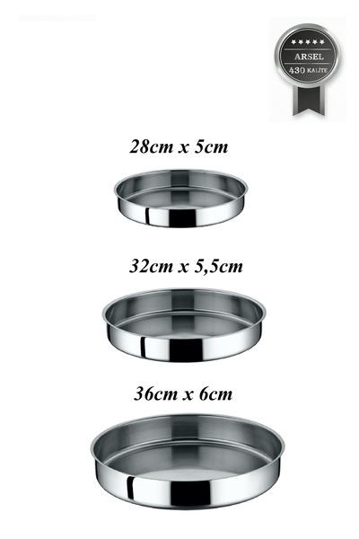 Arsel 430 Kalite Paslanmaz Çelik Fırın Baklava Börek Tatlı Tepsi 3lü Set Derin Dayanıklı Sağlıklı Pişirme