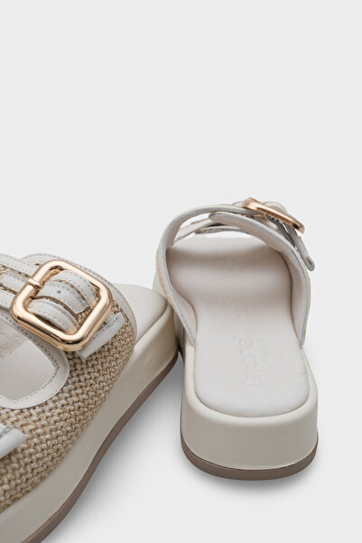 Capone Outfitters Dana Genuine Leather Wedge Heel Mesh Comfort Women's Slippers