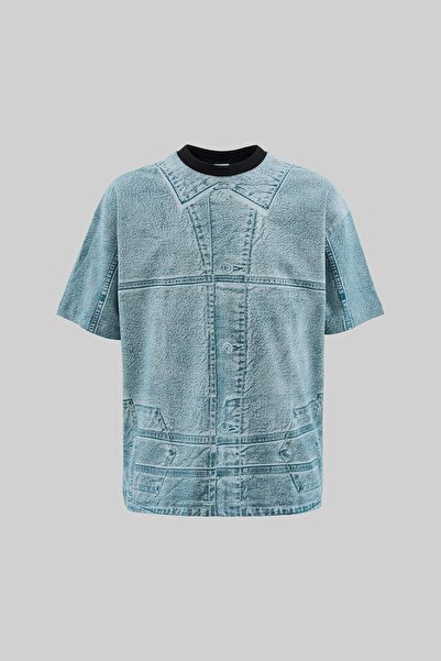 Machinist Ανδρικό μπλουζάκι τζιν Efect Oversize Oil Green