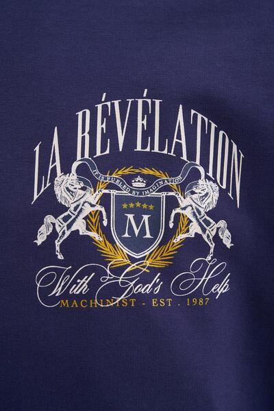 Machinist Чоловіча футболка oversize з принтом La Revelation, темно-синя