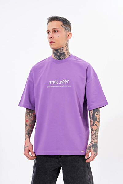 Machinist Ανδρικό μπλουζάκι High Hope με τύπωμα oversized Μωβ