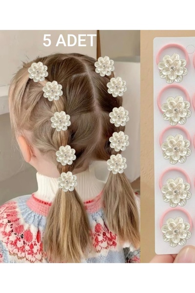 MutluBiDünya 5 Adet Taşlı Çiçek Model Lastik Toka