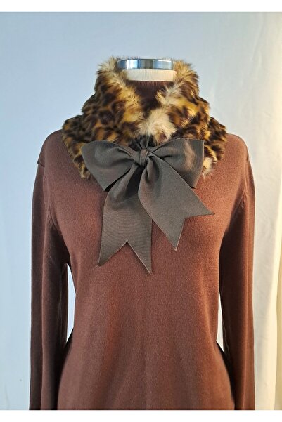 GODE Leopard Plush Neck Warmer, Scarf