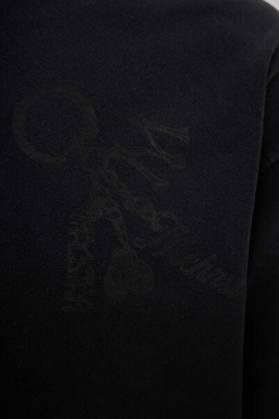 Machinist Ανδρικό μπλουζάκι με στάμπα με μπρελόκ, μαύρο oversize