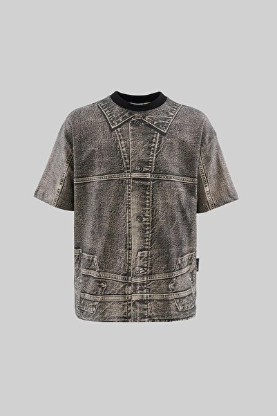 Machinist Men's Denim Efect Oversize Brown T-Shirt