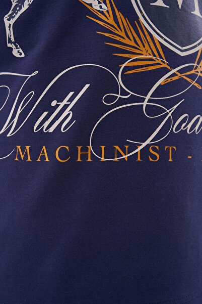 Machinist Чоловіча футболка oversize з принтом La Revelation, темно-синя