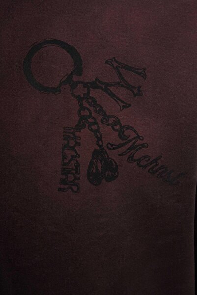 Machinist Чоловічий брелок з принтом Yikamali Oversize Dark Coffee Tişört