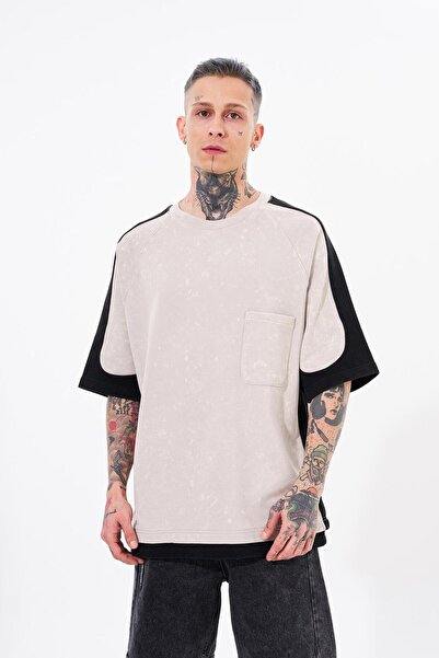 Machinist Ανδρικό μπλουζάκι Contrast Washed Oversize Grey Spotted