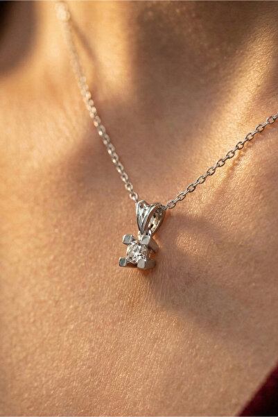 Dağıstanlı Kuyumculuk 0.13 Karat Pırlantalı 18 Ayar Altın Takoz Tırnak Tektaş...