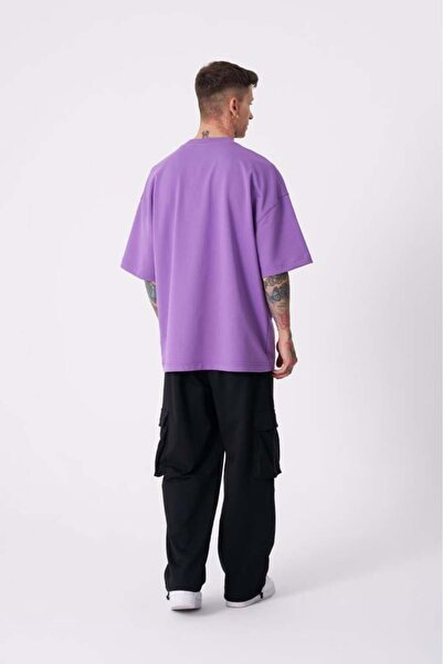 Machinist Ανδρικό μπλουζάκι Crane Bird με τύπωμα oversized Μωβ