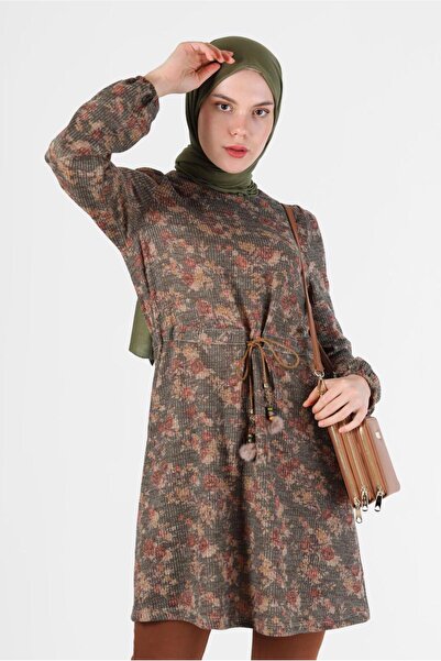TRENDTESETTÜR KADIN HAKİ BELİ BÜZGÜLÜ TUNİK T 42319