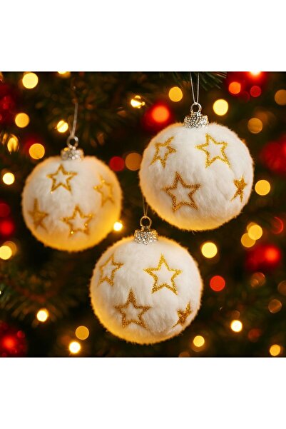 Derin Düşler زينة شجرة الصنوبر لعيد الميلاد باللون الأبيض مع تفاصيل نجمة ذهبي...