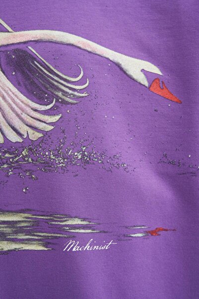 Machinist Ανδρικό μπλουζάκι με στάμπα Swan Oversize Purple