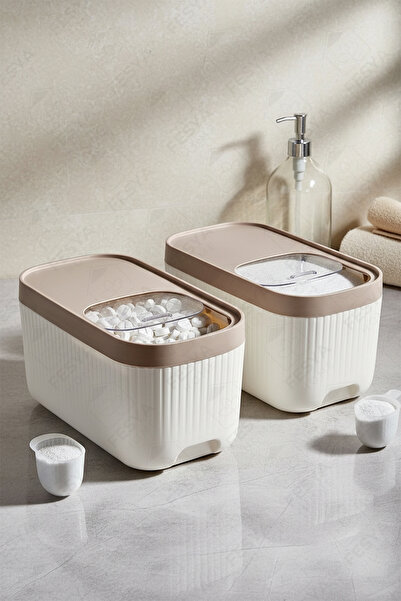 Fesya Home VESTA 2'Li Sürgülü Deterjan Saklama Kabı – Banyo Düzenleyici Lüks Büyük Kap 12 LT