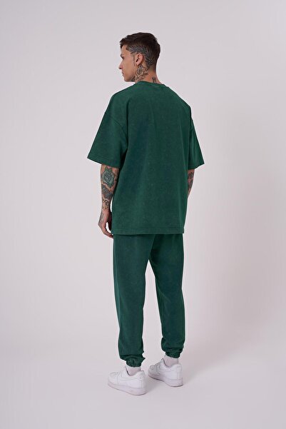 Machinist Ανδρικό μπλουζάκι Luxury Washed Basic Oversize Petrol Green Cloudy
