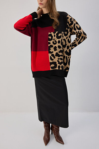 Touché Privé Leopard Block Patterned Knitwear Tunic