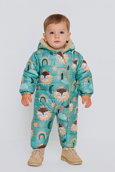 Mika Bebek & Çocuk Aslan Desenli Içi Peluş Kapüşonlu Erkek Bebek Kozmonot Ast...