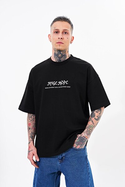 Machinist Ανδρικό μπλουζάκι High Hope με τύπωμα oversized Μαύρο