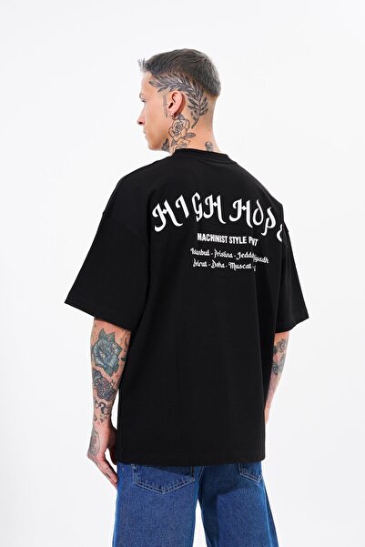 Machinist Ανδρικό μπλουζάκι High Hope με τύπωμα oversized Μαύρο