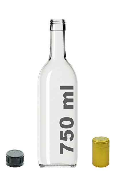 Afracam 750 Ml Şeffaf Mountain Standart Siyah Kapaklı Ve Kapüşonlu Boş Cam Şi...